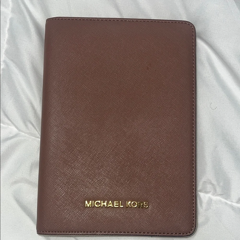 Michael Kors mauve Leather iPad mini holder with Gold Logo